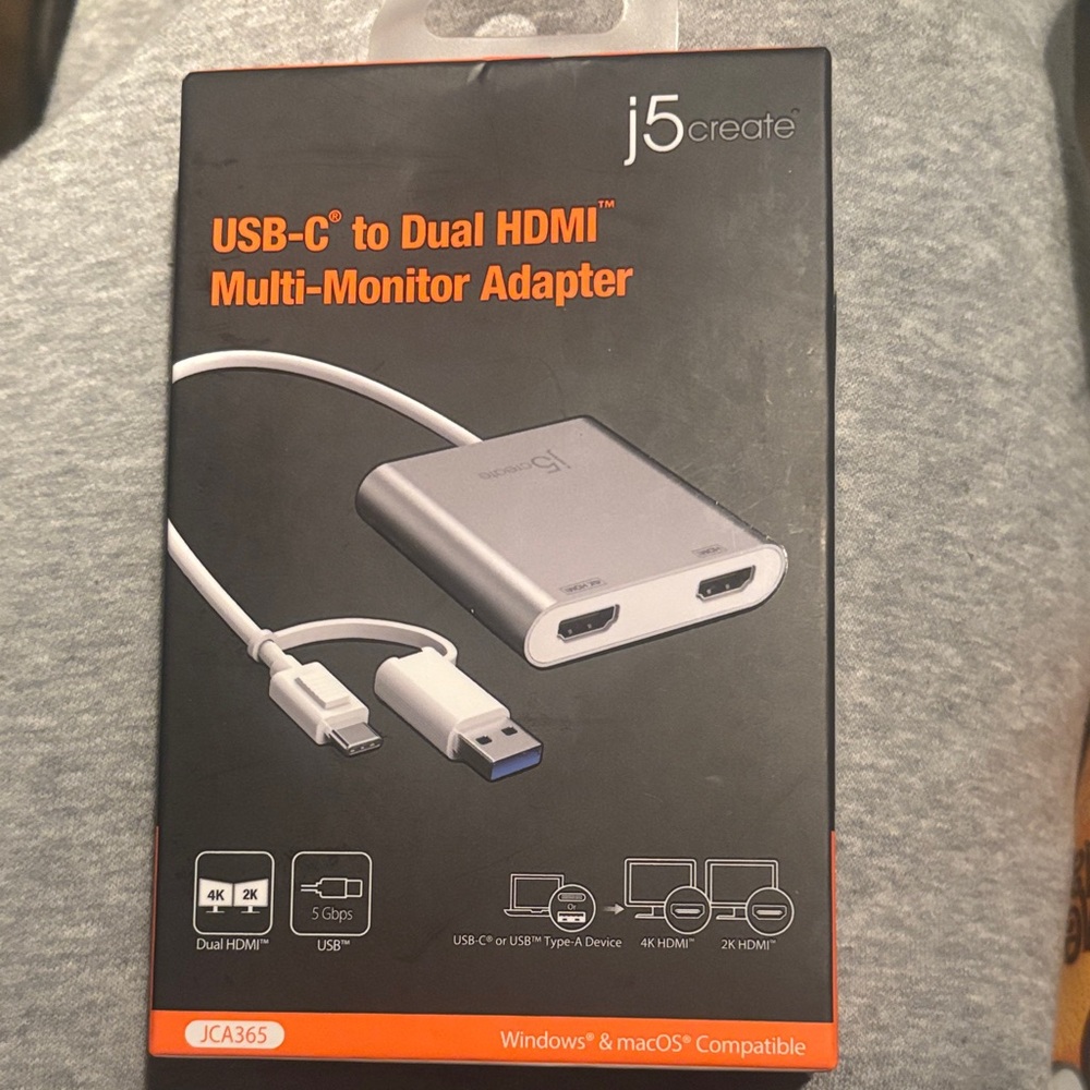 Gray USB-C to Dual HDMI Adapter..never been open.